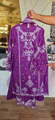Vanya Purple 3pc lawn embroidered