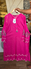Shocking pink doria lawn embroidered