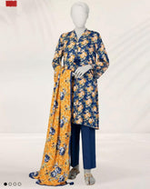 J. Blue linen 3pc printed