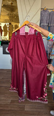 J. Maroon lawn 3pc embroidered