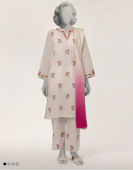 J. 3pc lawn embroidered white