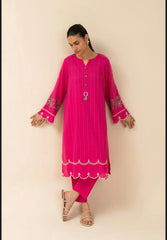 Shocking pink doria lawn embroidered