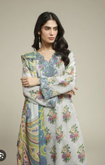 Khaadi 3pc lawn embroidered