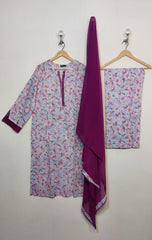 Asma D. 3pc lawn with chiffon duppata
