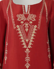 J. Red Embroidered 3pc Dobby
