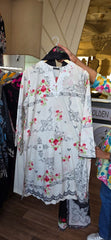 J. Offwhite embroidered 3pc lawn