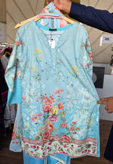 3pc sky lawn J. Embroidered  suit