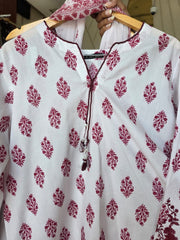 J. 3pc lawn embroidered  white