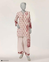 J. 3pc lawn embroidered  white