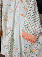 J. 3pc Lawn beige Printed Stitched