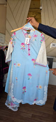 J. 3pc sky embroidered  lawn