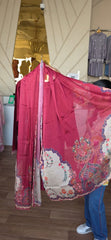 J. Maroon lawn 3pc embroidered