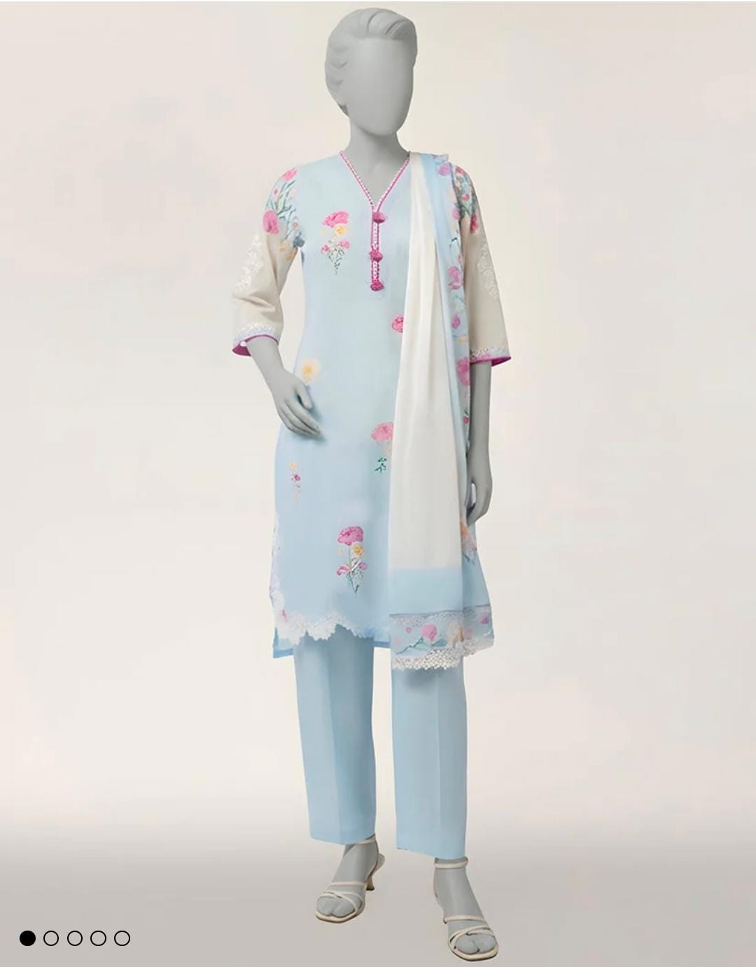 J. 3pc sky embroidered  lawn
