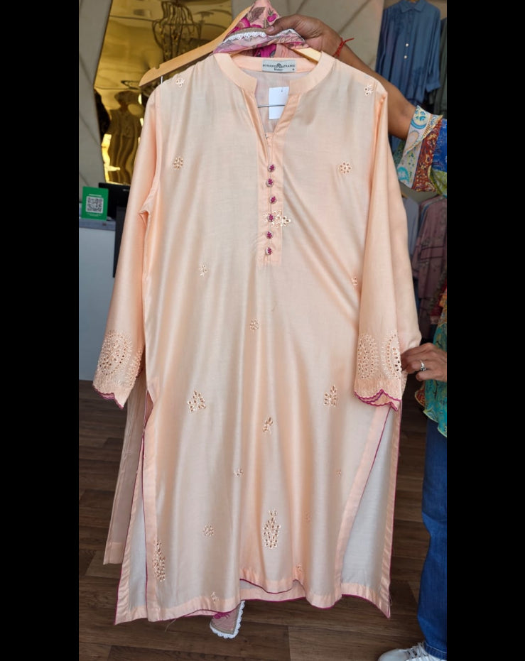 Bonanza satrangi peach 3pc embroidered