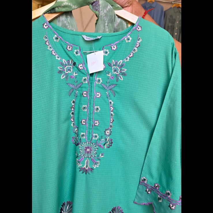 Bonanza Satrangi 3pc embroidered green