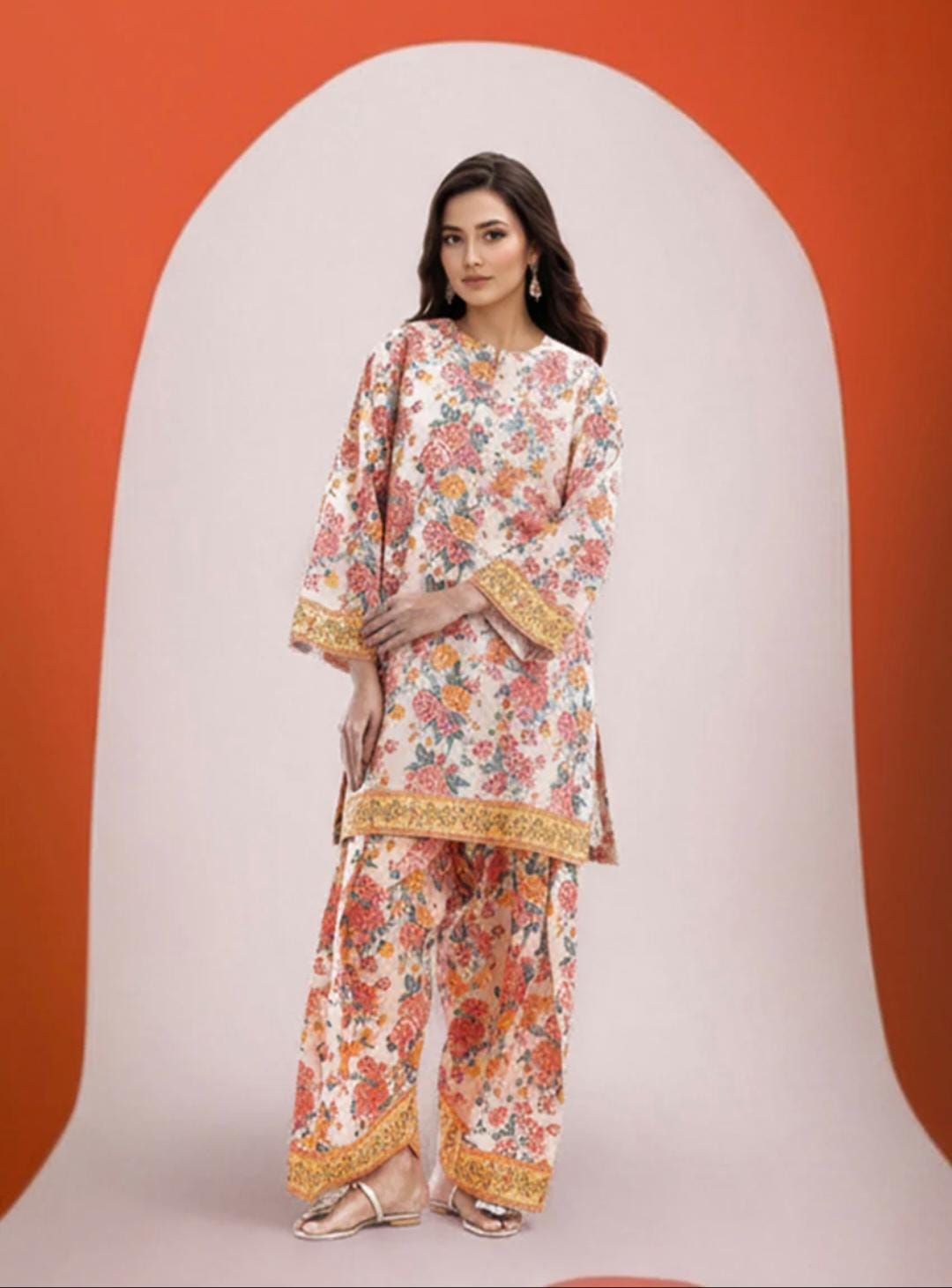Bonanza satrangi 3pc summer with farshi shalwar