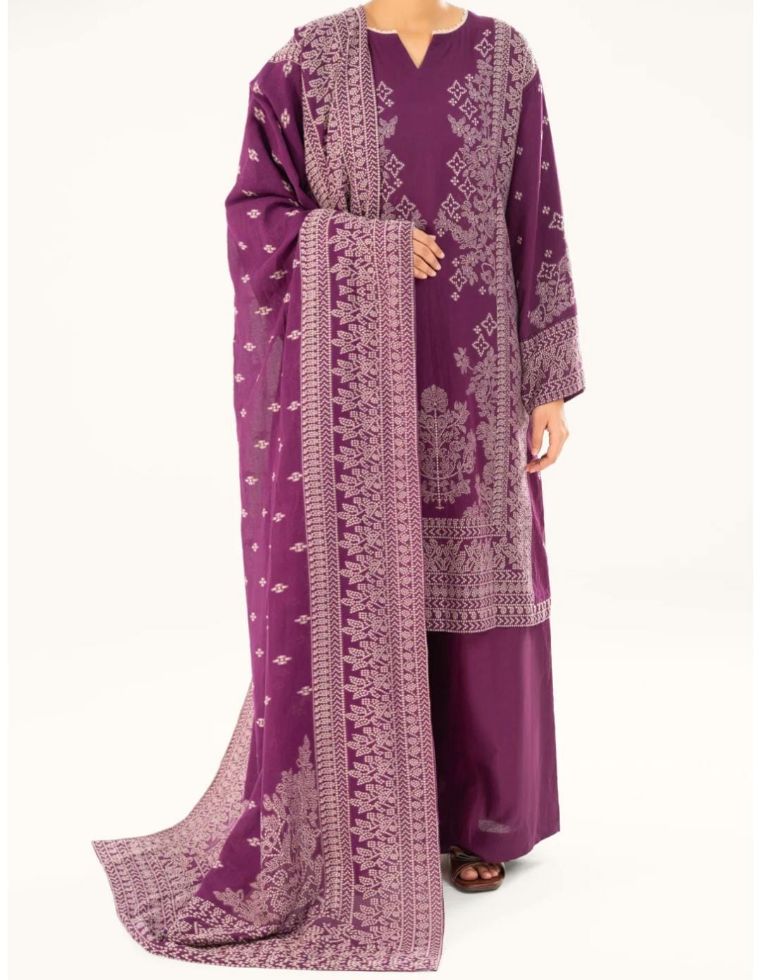 Almirah 3pc Plum lawn