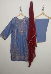 Batik inspired 3pc cotton embroidered