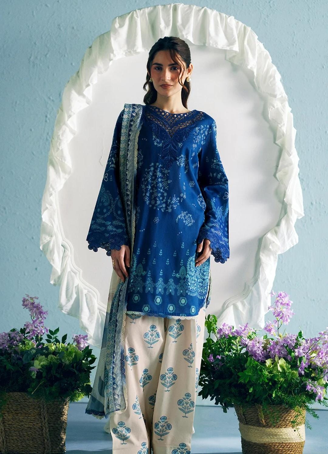 Vanya blue 3pc embroidered