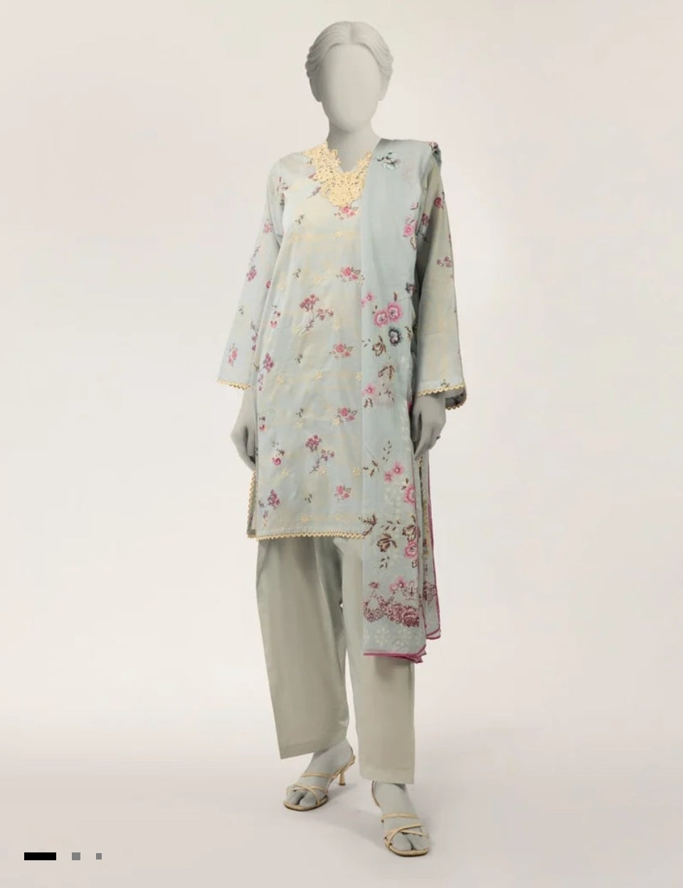 J. 3pc lawn embroidered