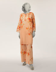 J. Peach lawn embroidered co-ord set