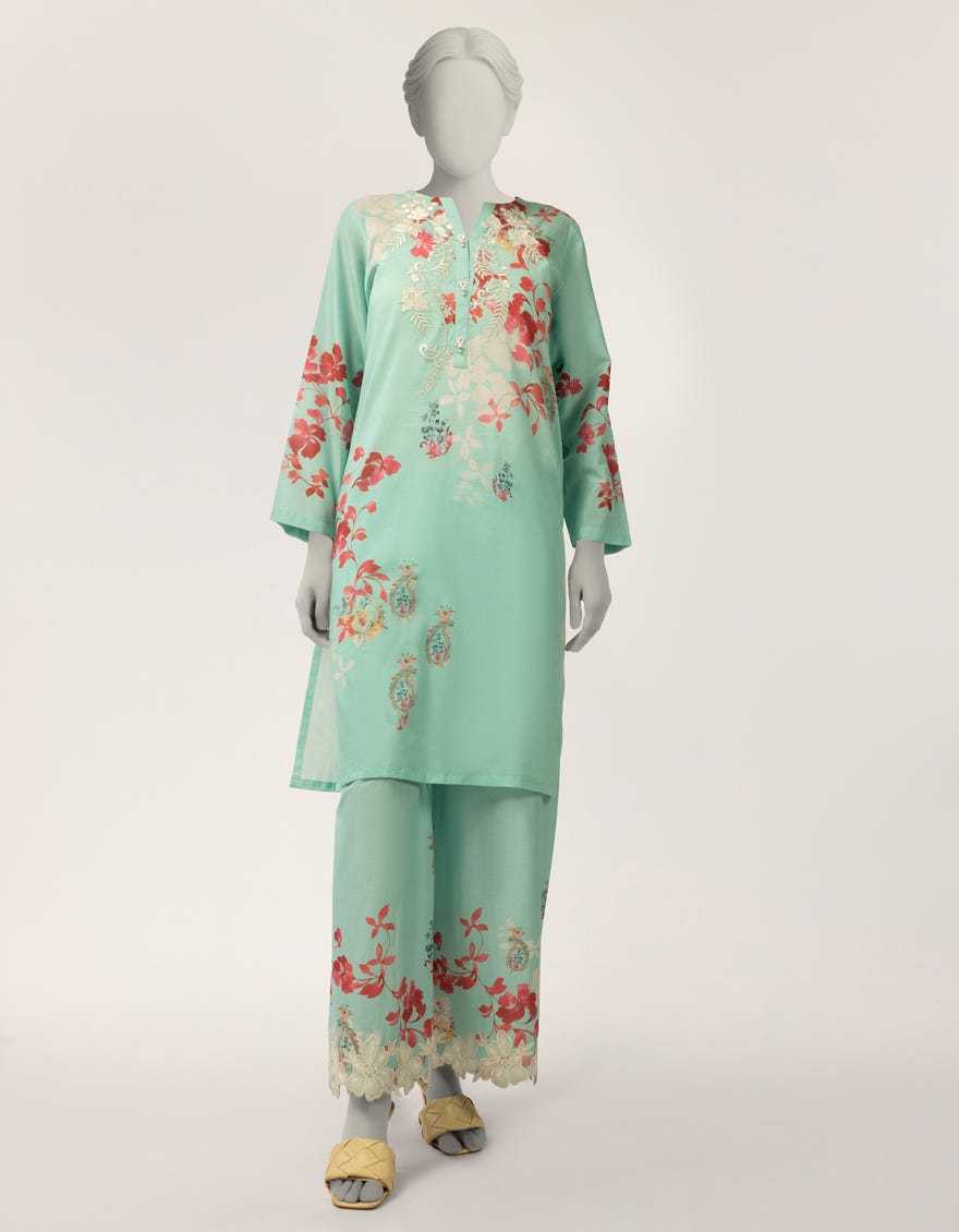 J. green lawn embroidered co-ord set