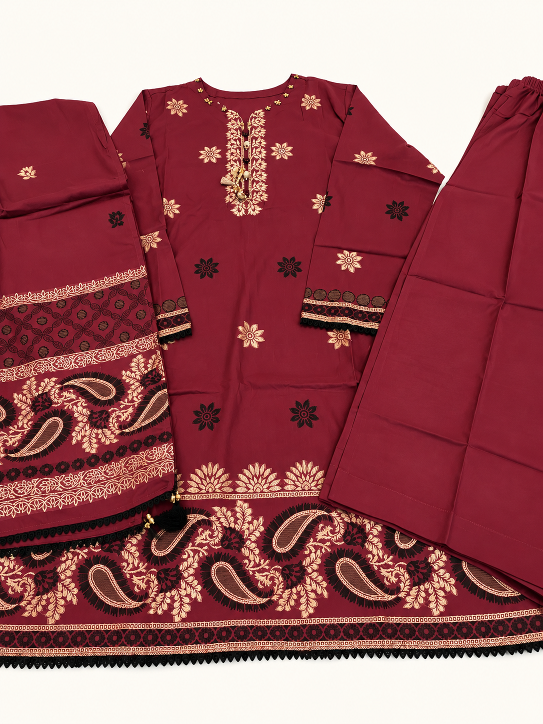Jacquard lawn 3pc with lawn duppata