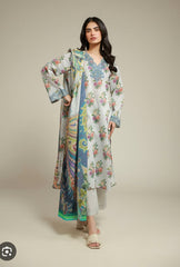 Khaadi 3pc lawn embroidered