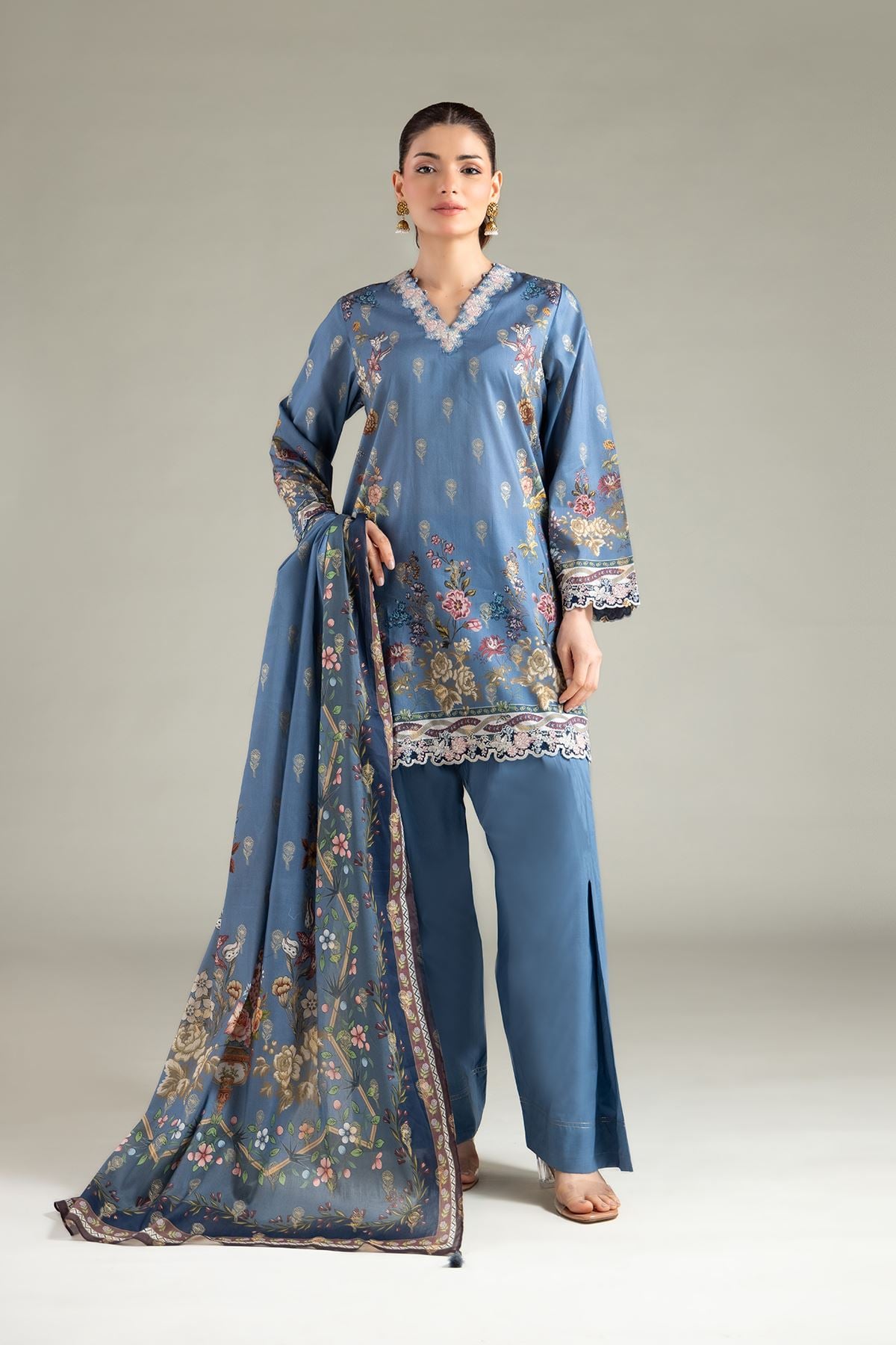 Khaadi 3pc Embroidered floral jacquard