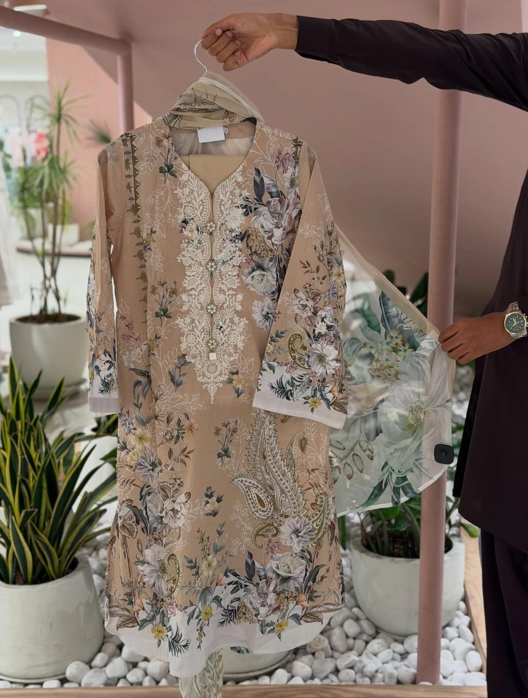 Khaadi 3pc embroidered lawn