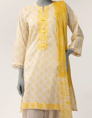 J. Yellow Embroidered 3pc stitched