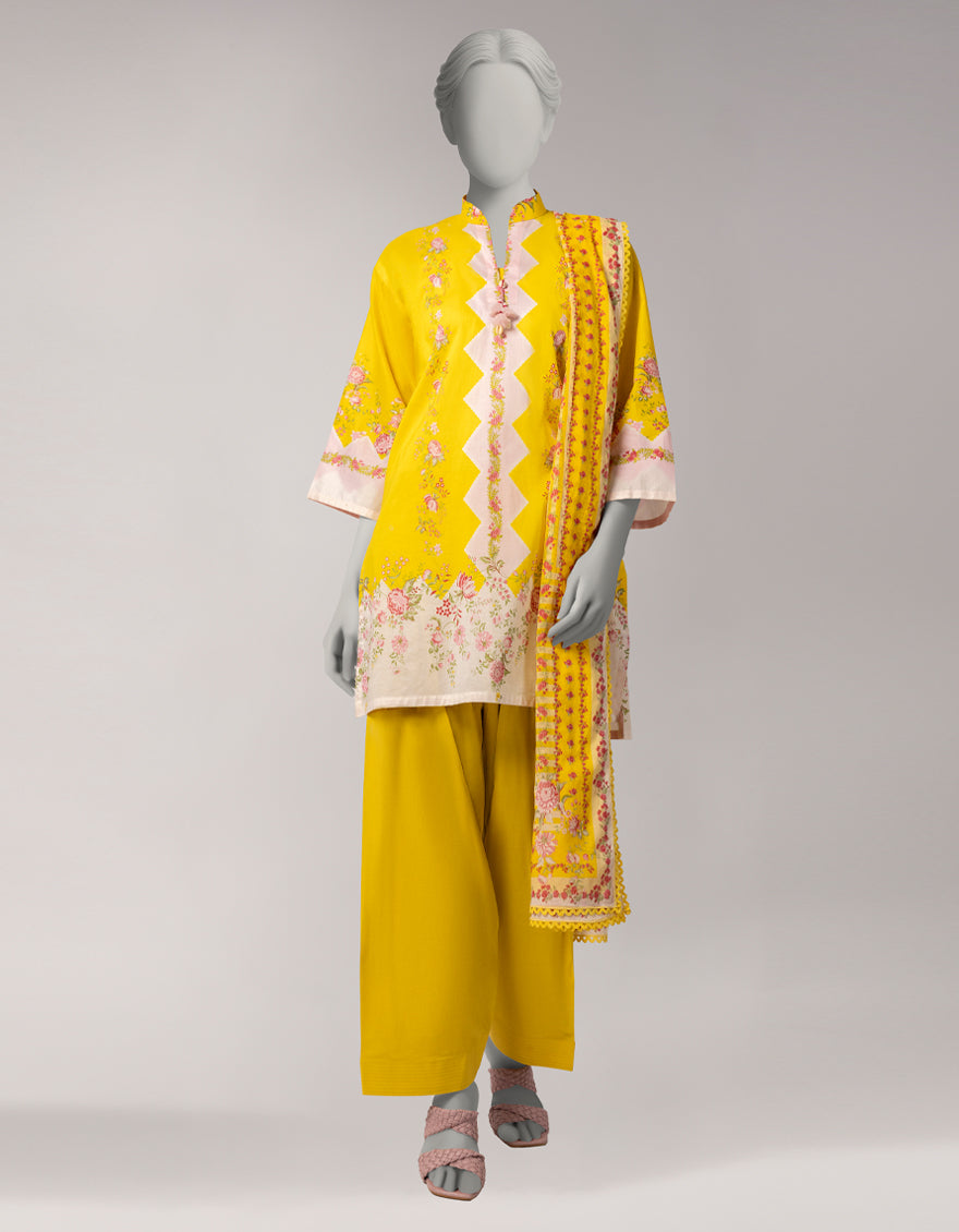 J. 3pc printed lawn