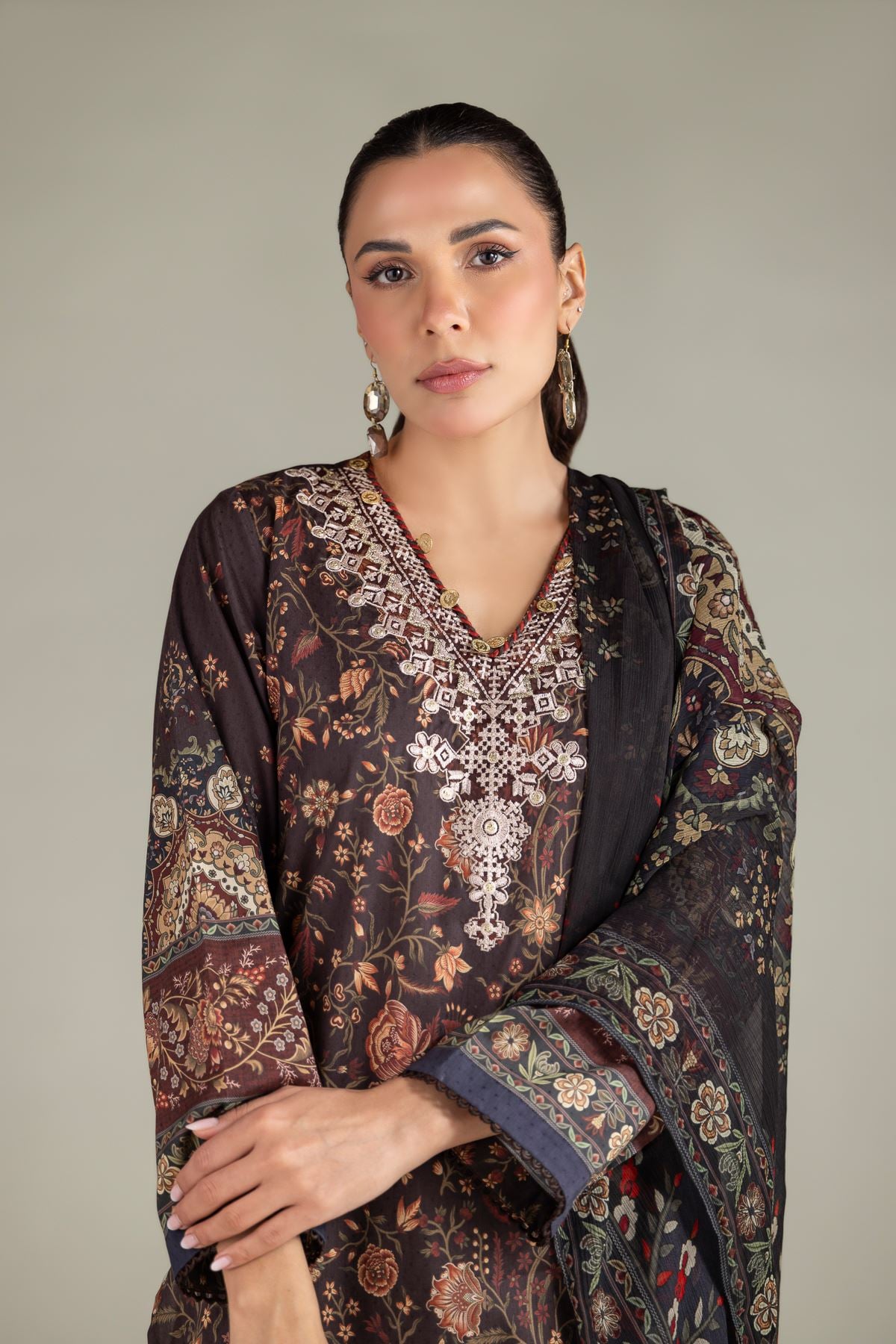 Khaadi 3pc Embroidered cotton