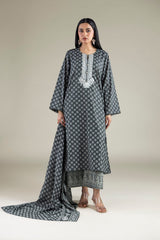Khaadi 3pc Embroidered Printed Cotton