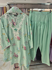 J. Green lawn embroidered stitched 3pc