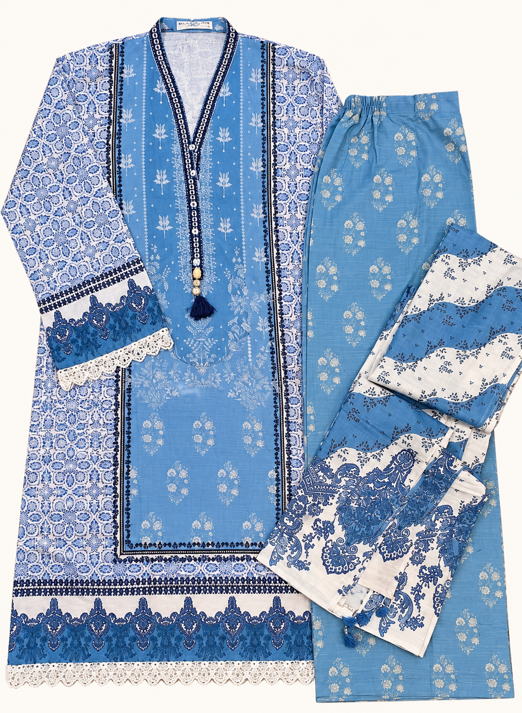 3pc khadar printed with khadar duppata