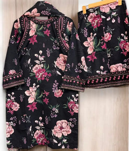 Black floral 3pc