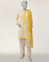 J. Yellow Embroidered 3pc stitched