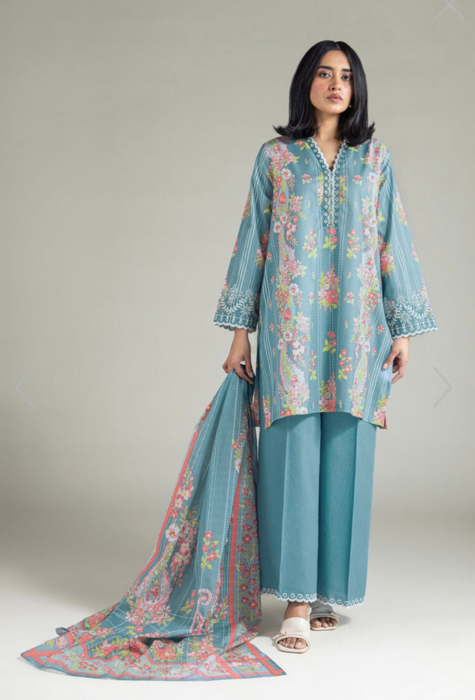 Khaadi 3pc lawn embroidered